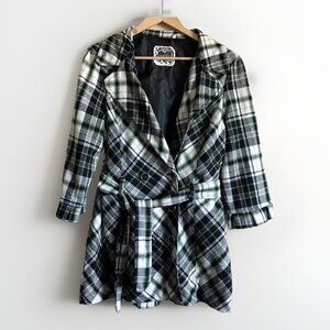 Heart Soul Pea Coat Outerwear Jacket Plaid Double Breasted Juniors Size XL